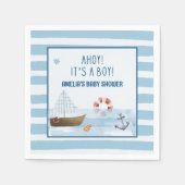 Zeilboot Ahoy heeft een jongensblauw baby shower Servet (Voorkant)