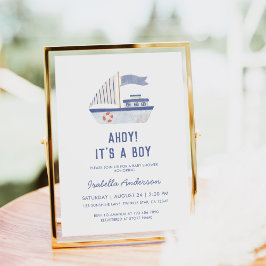 Zeilboot Ahoy! Het is een Boy Baby shower Kaart