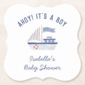 Zeilboot Ahoy! Het is een Boy Boy Baby shower Kartonnen Onderzetters (Voorkant)