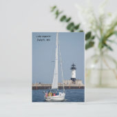Zeilboot Ahoy, meer Superior Duluth, MN Briefkaart (Staand voorkant)