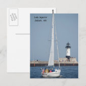 Zeilboot Ahoy, meer Superior Duluth, MN Briefkaart (Voorkant / Achterkant)