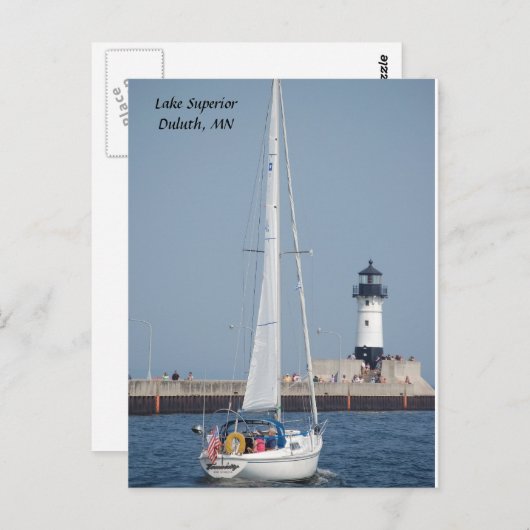 Zeilboot Ahoy, meer Superior Duluth, MN Briefkaart (Voorkant / Achterkant)