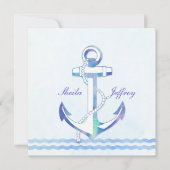 Zeilboot Anchor Fancy Nautical Wedding Kaart (Voorkant)