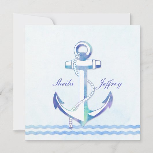 Zeilboot Anchor Fancy Nautical Wedding Kaart (Voorkant)