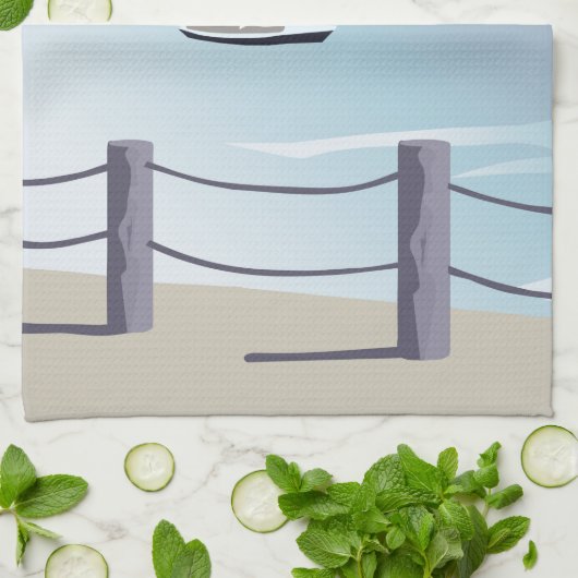 Zeilboot Aqua Ocean Kitchen Towel Theedoek (Gevouwen)