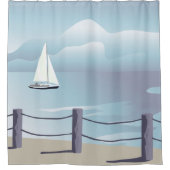 Zeilboot Aqua Ocean Shower Douchegordijn (Voorkant)