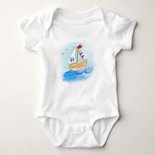 Zeilboot art naam nummer op zeil t-shirt