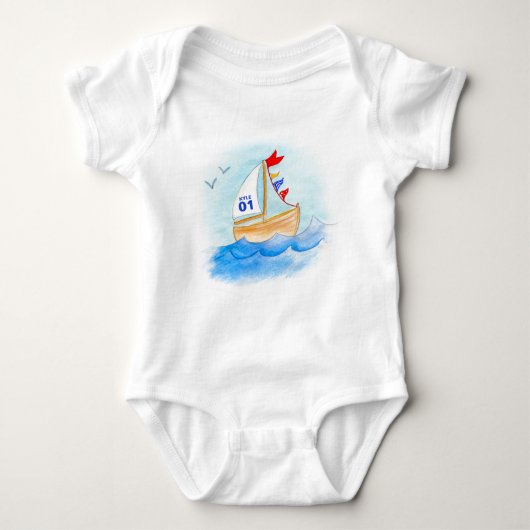 Zeilboot art naam nummer op zeil t-shirt (Voorkant)
