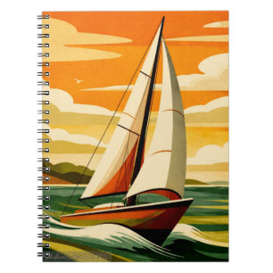 Zeilboot Avontuur op de Oceaan bij Zonsondergang Notitieboek