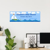 Zeilboot Baby shower Banner Poster (Thuiskantoor)