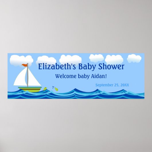 Zeilboot Baby shower Banner Poster (Voorkant)