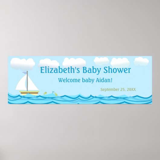 Zeilboot Baby shower Banner Poster (Voorkant)