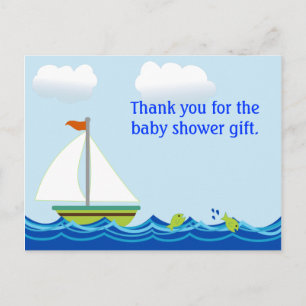 Zeilboot Baby shower Dank u Briefkaart
