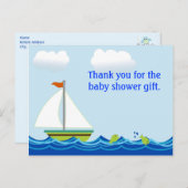 Zeilboot Baby shower Dank u Briefkaart (Voorkant / Achterkant)