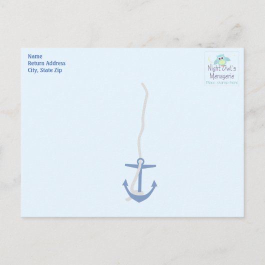 Zeilboot Baby shower Dank u Briefkaart (Achterkant)