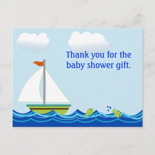 Zeilboot Baby shower Dank u Briefkaart (Voorkant)