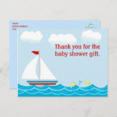 Zeilboot Baby shower Dank u Briefkaart (Voorkant / Achterkant)