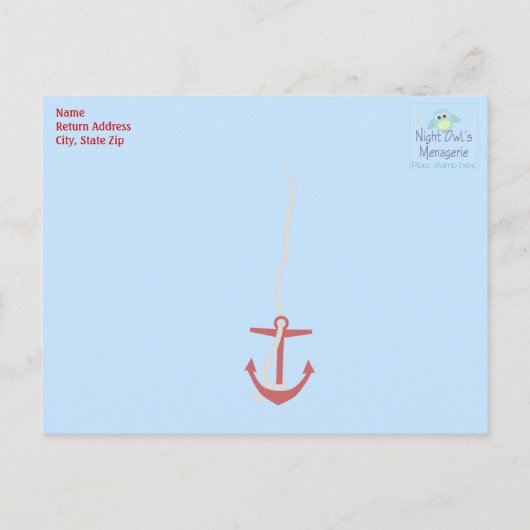 Zeilboot Baby shower Dank u Briefkaart (Achterkant)