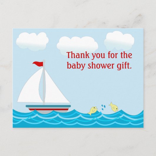 Zeilboot Baby shower Dank u Briefkaart (Voorkant)