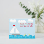 Zeilboot Baby shower Dank u Briefkaart (Staand voorkant)