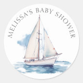 Zeilboot Baby shower gunst Ronde Sticker (Voorkant)
