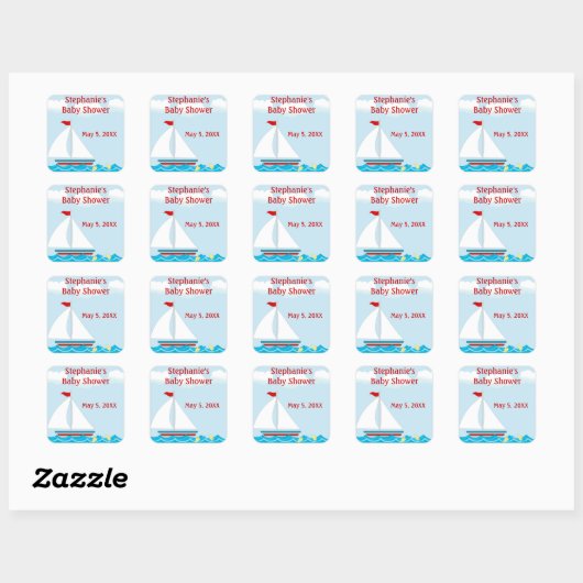 Zeilboot Baby shower Sticker (Vel)