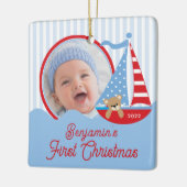 Zeilboot Baby's Eerste Kerstmis Foto Ornament  (Links)