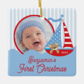 Zeilboot Baby's Eerste Kerstmis Foto Ornament  (Voorkant)
