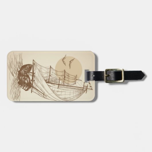 zeilboot bagagelabel (Voorkant horizontaal)