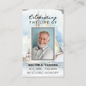 Zeilboot begrafenis gedenkteken Fotokaart Visitekaartje (Voorkant)