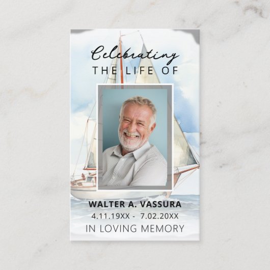Zeilboot begrafenis gedenkteken Fotokaart Visitekaartje (Voorkant)