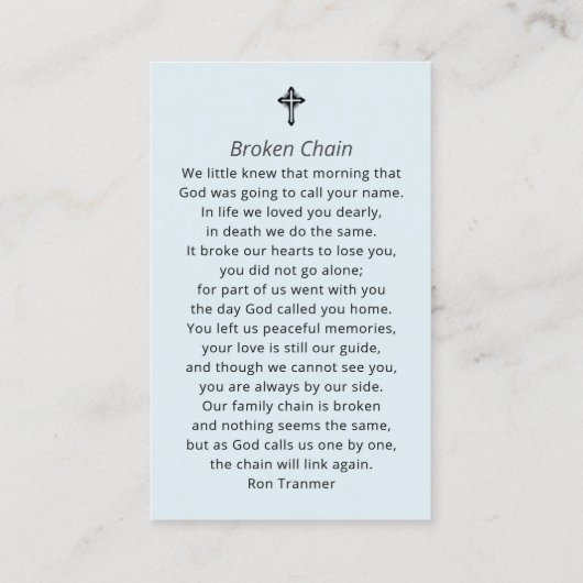 Zeilboot begrafenis gedenkteken Fotokaart Visitekaartje (Achterkant)