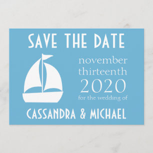 Zeilboot bespaart de datum (Sky Blue) Save The Date