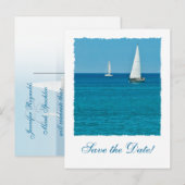 Zeilboot Bewaar de datum Aankondigingskaart (Voorkant / Achterkant)