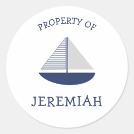 Zeilboot bezit van kleine naam sticker