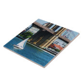 Zeilboot bij de Brooklyn Bridge Tegeltje (Zijkant)