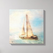 Zeilboot bij de pier | Nautical Beach House Canvas Afdruk (Voorkant)