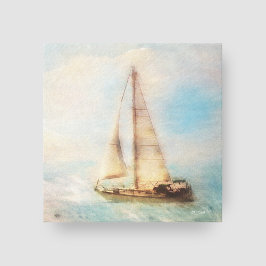 Zeilboot bij de pier | Nautical Beach House Canvas Afdruk