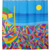 Zeilboot bij de zee douchegordijn (Voorkant)