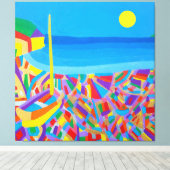 Zeilboot bij het Zee-Gestrekt Canvasprint Canvas Afdruk (Insitu (Houten vloer))
