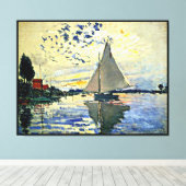 Zeilboot bij le Petit Gennevilliers Canvas Afdruk (Insitu (Houten vloer))