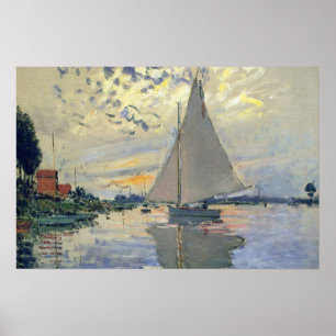 Zeilboot bij Le Petit-Gennevilliers van Claude Mon Poster