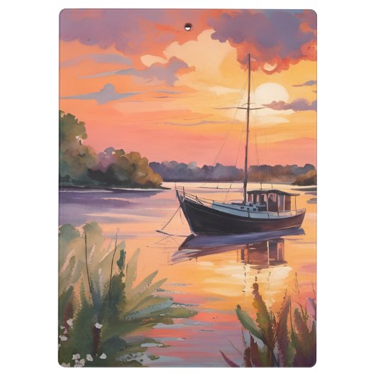 Zeilboot bij Sunrise Klembord (Achterkant)