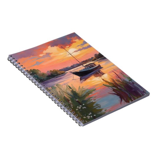 Zeilboot bij Sunrise Notitieboek (Rechterzijde)