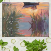 Zeilboot bij Sunrise Theedoek (Gevouwen)