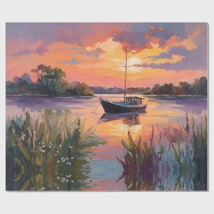 Zeilboot bij Sunrise Waterverf Art Cadeaupapier