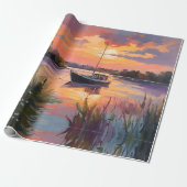 Zeilboot bij Sunrise Waterverf Art Cadeaupapier (Uitgerold)