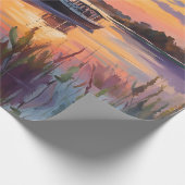 Zeilboot bij Sunrise Waterverf Art Cadeaupapier (Hoek)