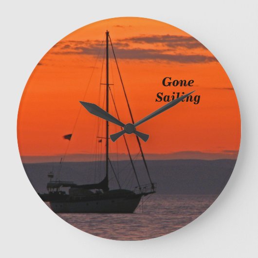 Zeilboot bij Sunset Clock, Oranje Sky Grote Klok (Voorkant)