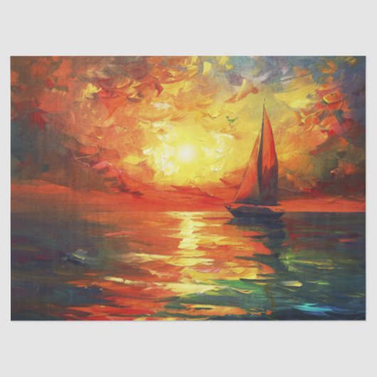 Zeilboot bij Sunset Decoupage Tissuepapier (Voorkant)